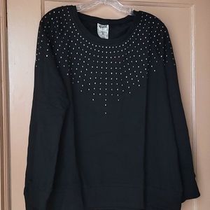 NWOT Vocal XL Black Sweatshirt with stones around neckline